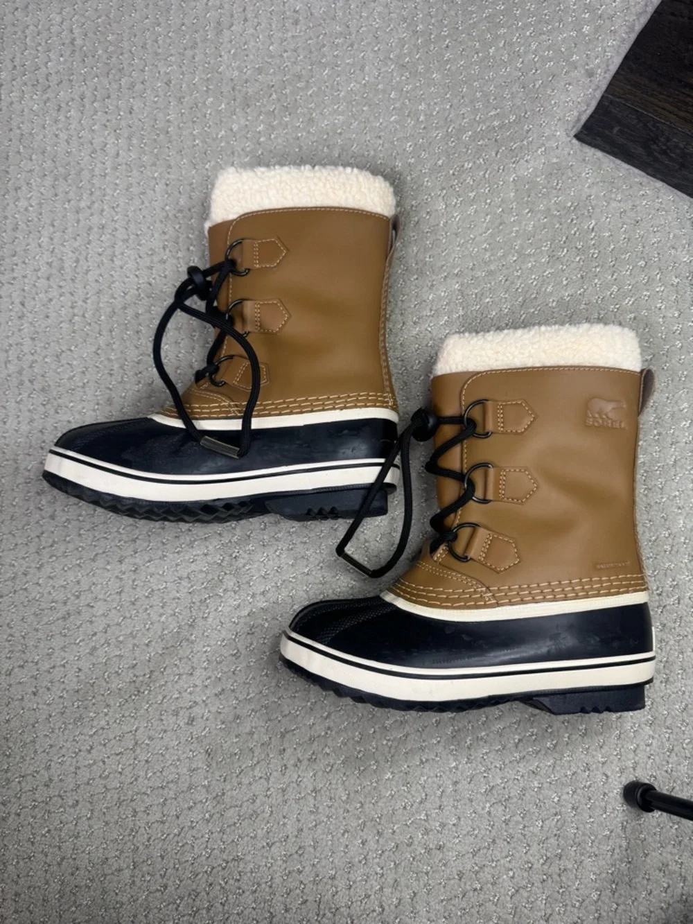 Sorel Kids Waterproof Winter Boots Lace up Brown Black Snow Boots Size 1